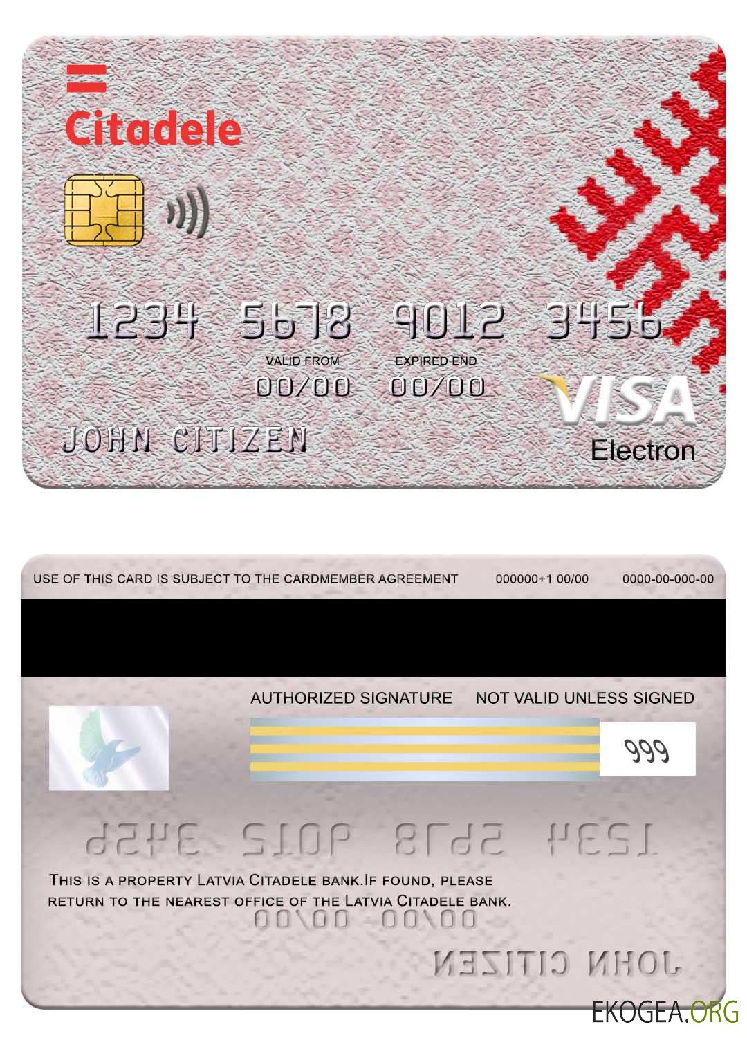 Carte électronique visa bancaire Lettonie Citadele